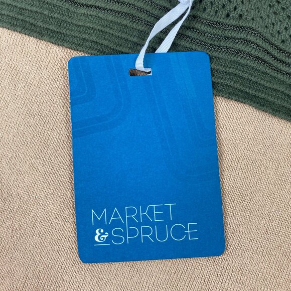 Market & Spruce Womens Olive Tan Mustard Color Block Textured Sweater Size L - Picture 4 of 5